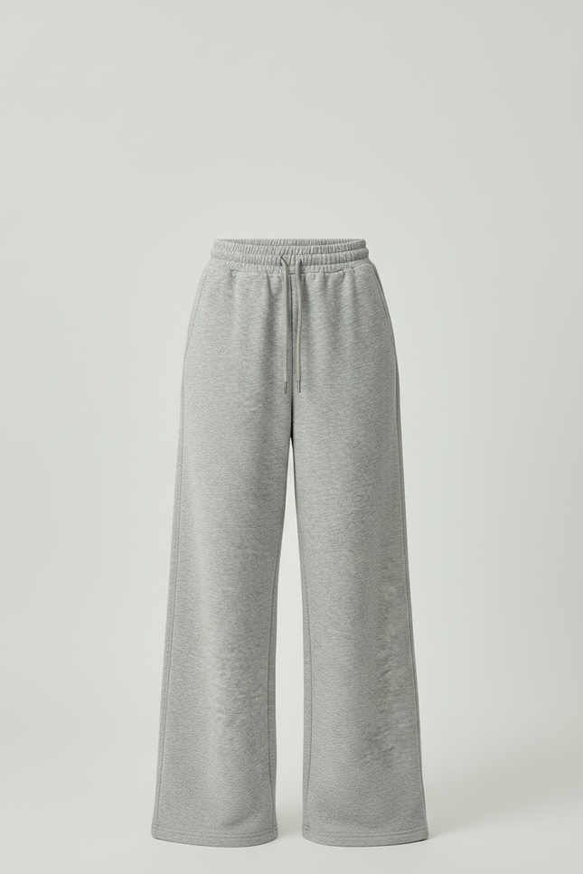 Pantalon Gris Ample Molletonné Droite Cordon Femme - vue 3