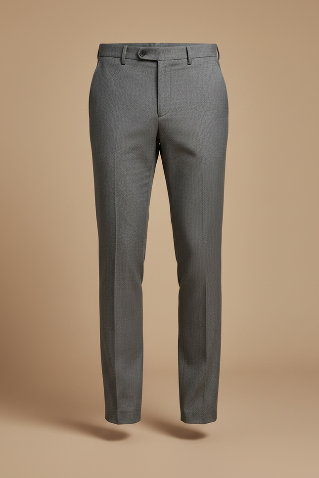 Pantalon Gris Élégant Coupe Slim Homme - Laine - vue 3