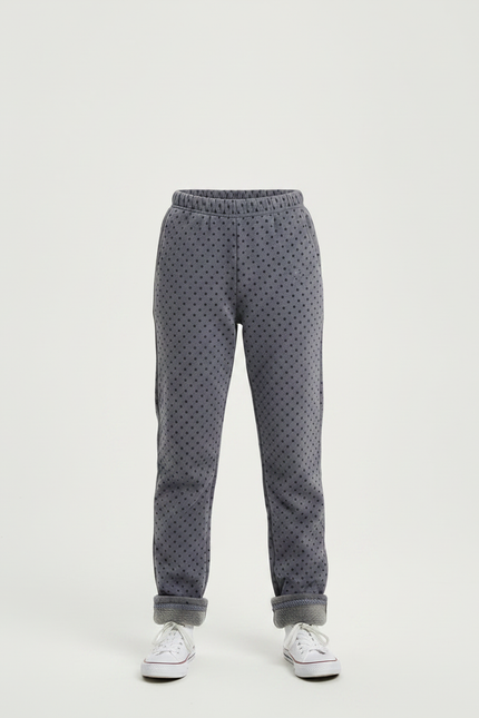 Pantalon Gris Molletonné Motif Pois Fille - vue 3