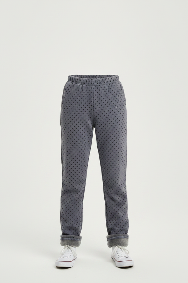 Pantalon Gris Molletonné Motif Pois Fille - vue 3