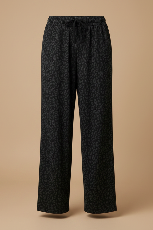 Pantalon Gris Imprimé Léopard Ample Décontracté Molletonné Femme - vue 3