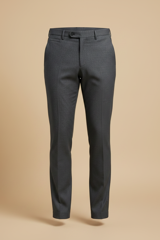 Pantalon Gris Droit Habillé Formel Élégant Homme - Laine - vue 3