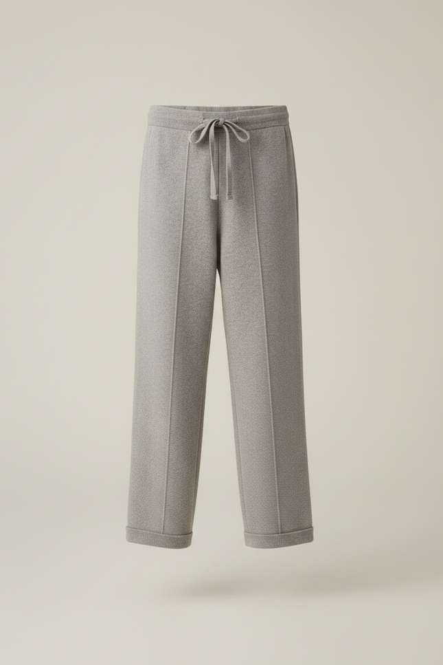 Pantalon Gris Maille Large Cordon Fille - vue 3