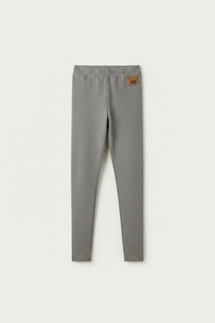 Pantalon Gris Fille Coton Motif Discret Slim - Maille - vue 3