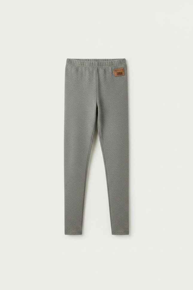 Pantalon Gris Fille Coton Motif Discret Slim - Maille - vue 3
