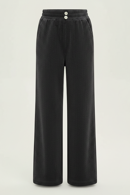 Pantalon Gris Côtelé Ample Décontracté Élastique Fille - Cordé - vue 3
