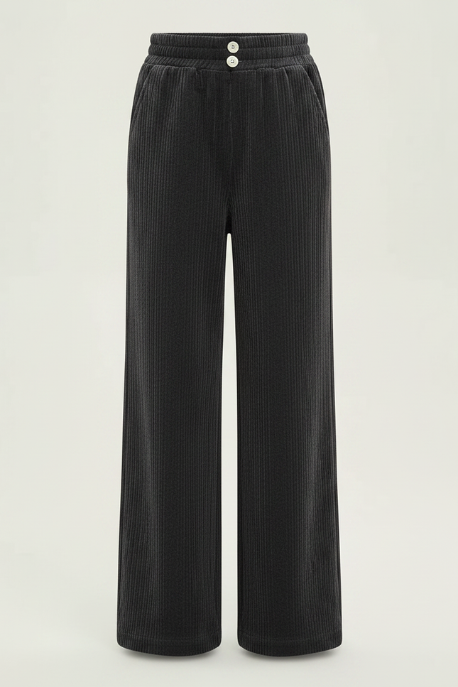 Pantalon Gris Côtelé Ample Décontracté Élastique Fille - Cordé - vue 3