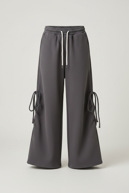 Pantalon Gris Molletonné Ample Lacets Enfant - vue 3