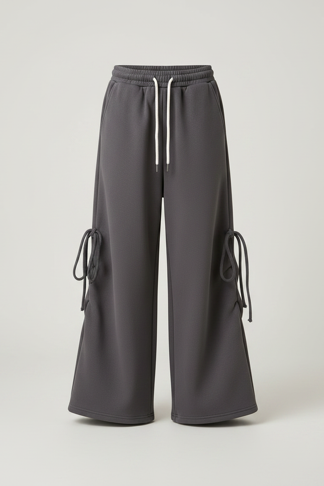 Pantalon Gris Molletonné Ample Lacets Enfant - vue 3