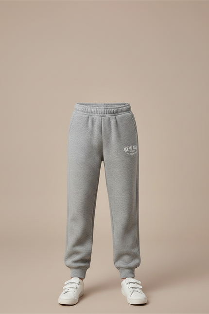 Pantalon Gris Sport Enfant Imprimé Lettres Décontracté - Molleton - vue 3