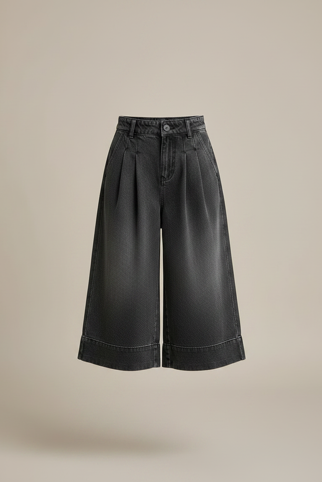 Pantalon Gris Denim Large Plissé Fille - Jean - vue 3