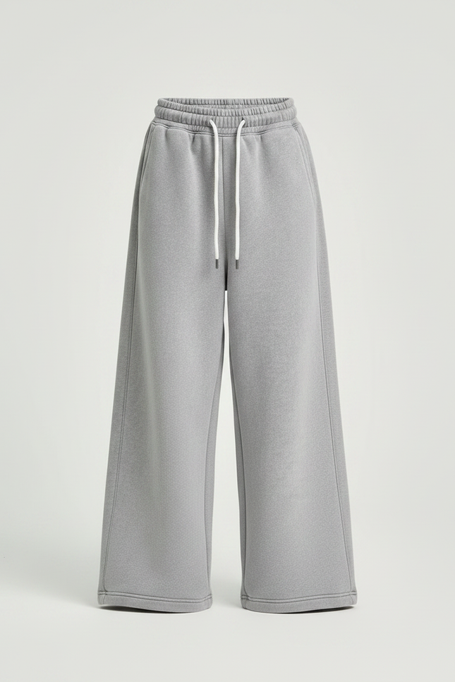 Pantalon Gris Molletonné Ample Décontracté Enfant Cordon - vue 3