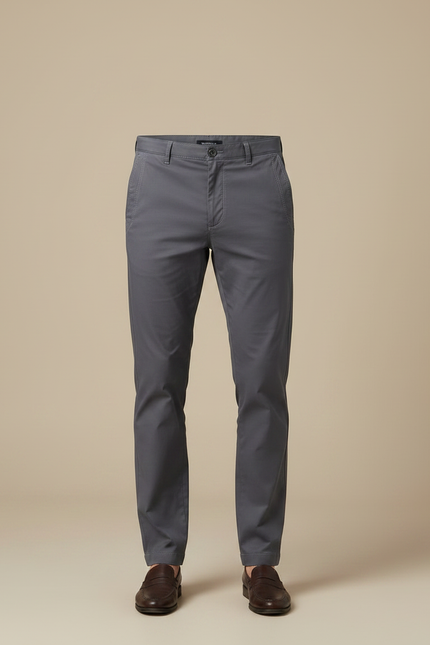 Pantalon Gris Décontracté Coton Stretch Homme Élégant - vue 3