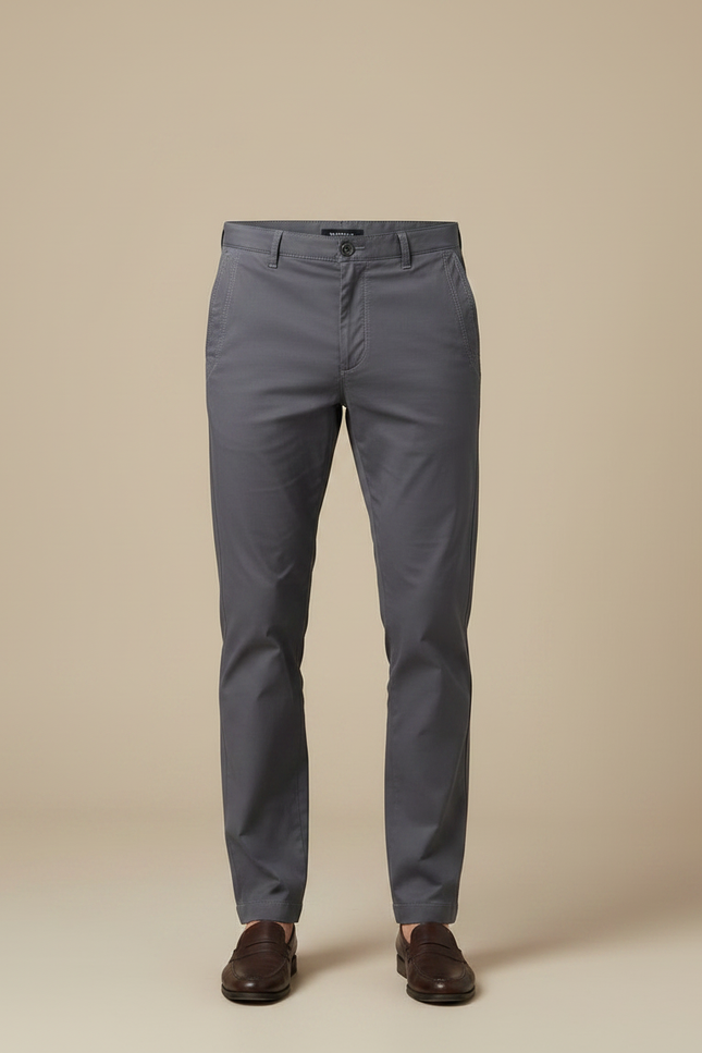 Pantalon Gris Décontracté Coton Stretch Homme Élégant - vue 3