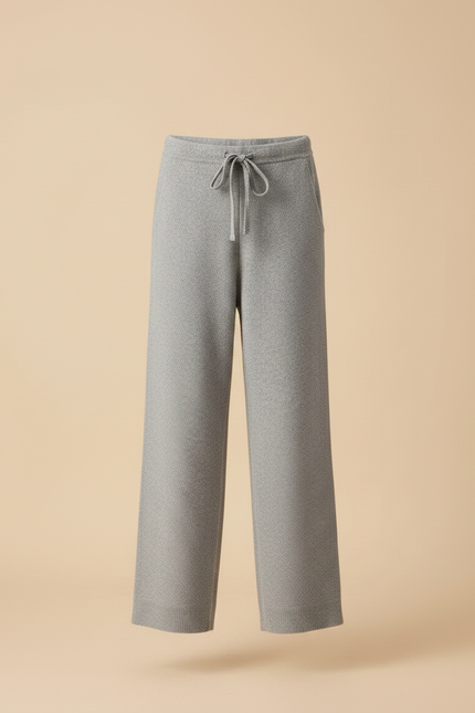 Pantalon Gris Tricoté Ample Cordon Fille - Maille - vue 3