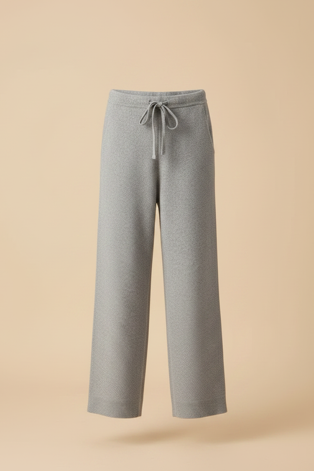 Pantalon Gris Tricoté Ample Cordon Fille - Maille - vue 3