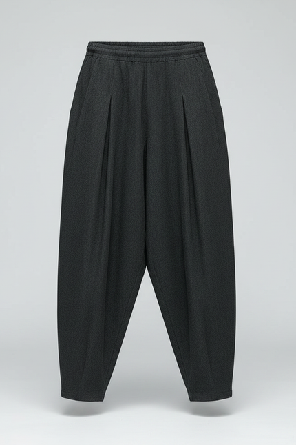 Pantalon Gris Harem Ample Confortable Décontracté Cordon - Lin - vue 3