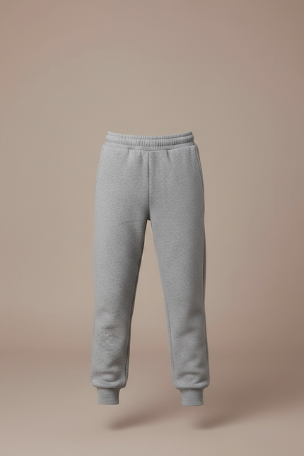 Pantalon Gris Molletonné Uni Enfant Cordon Décontracté - vue 3