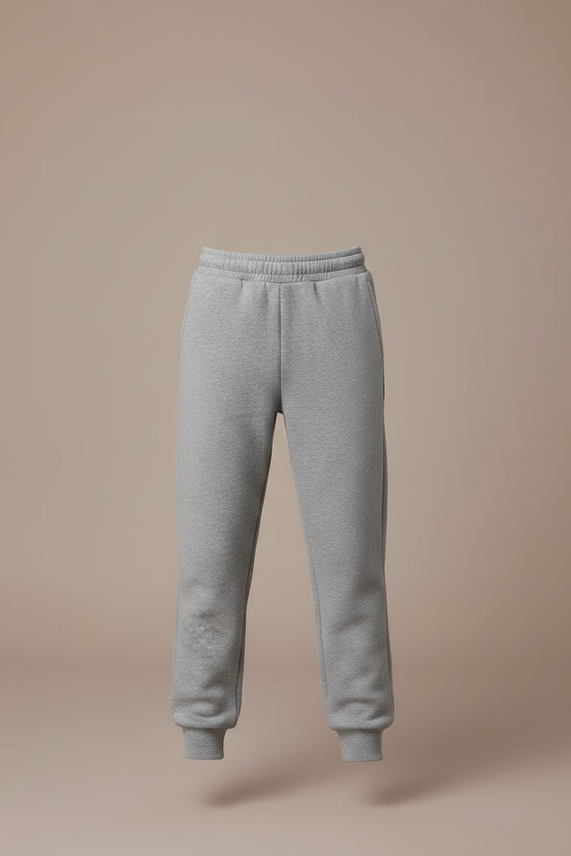 Pantalon Gris Molletonné Uni Enfant Cordon Décontracté - vue 3