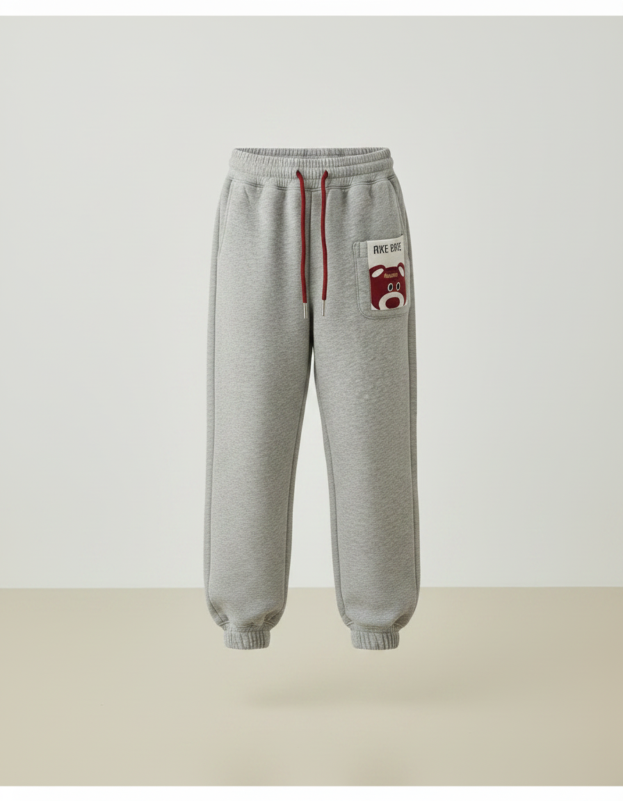 Pantalon Gris Molletonné Enfant Décontracté Cordon - vue 2
