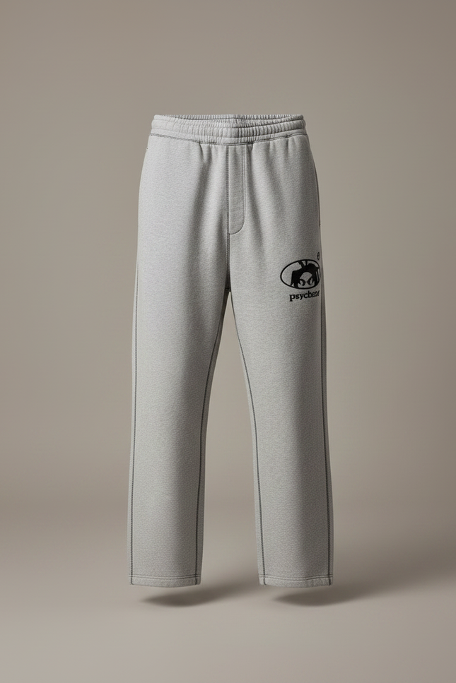 Pantalon Gris Brodé Ample Décontracté Cordon Homme - Molleton - vue 3