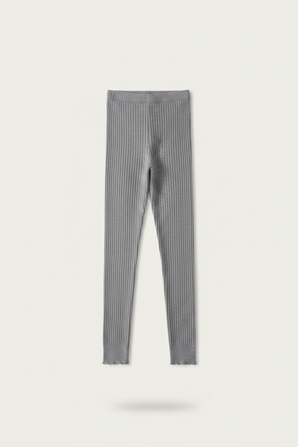 Pantalon Gris Côtelé Extensible Uni Fille - Maille - vue 3