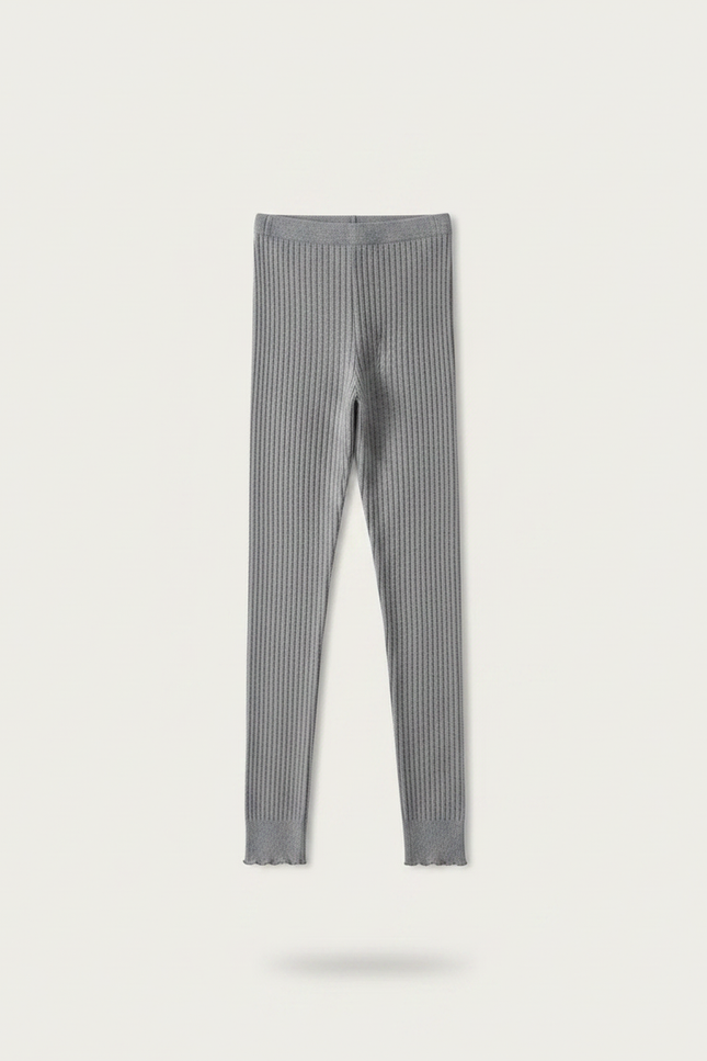 Pantalon Gris Côtelé Extensible Uni Fille - Maille - vue 3
