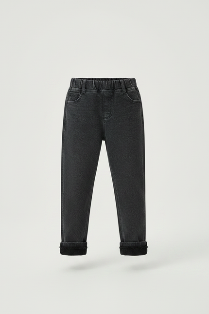 Pantalon Gris Molletonné Fille Hiver Chaud Confortable - vue 3