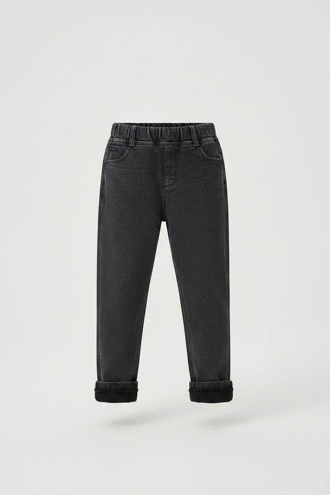 Pantalon Gris Molletonné Fille Hiver Chaud Confortable - vue 3
