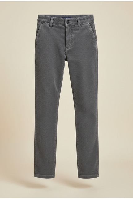 Pantalon Gris Côtelé Droit Décontracté Enfant - Cordé - vue 3