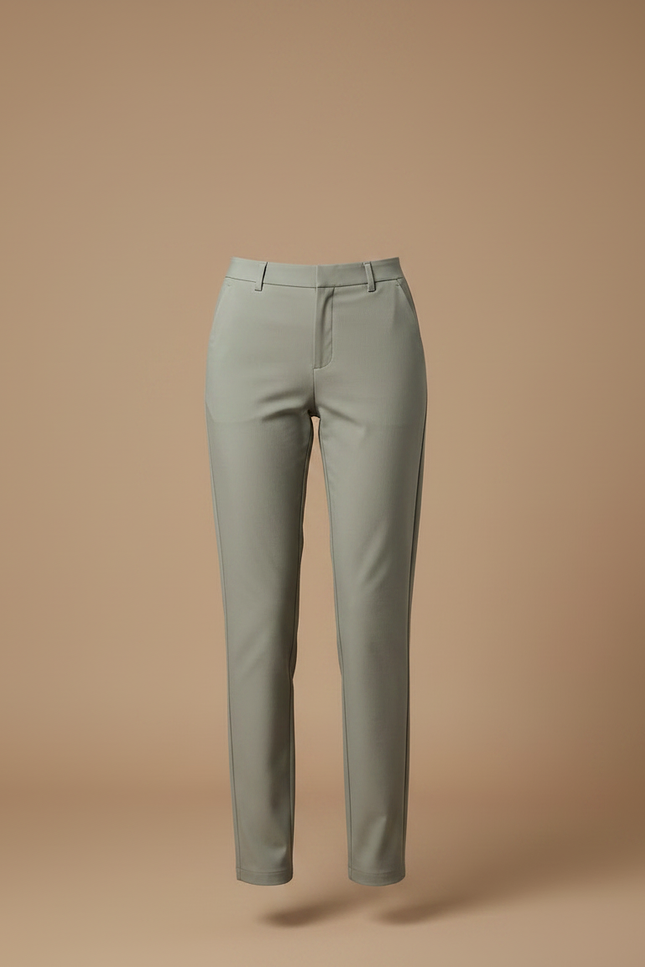 Pantalon Gris Coupe Droite Élégant Femme Stretch - Polyester - vue 3