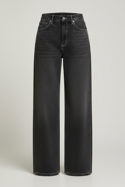 Pantalon Gris Large Délavé, Taille Haute, Streetwear - Jean - vue 3