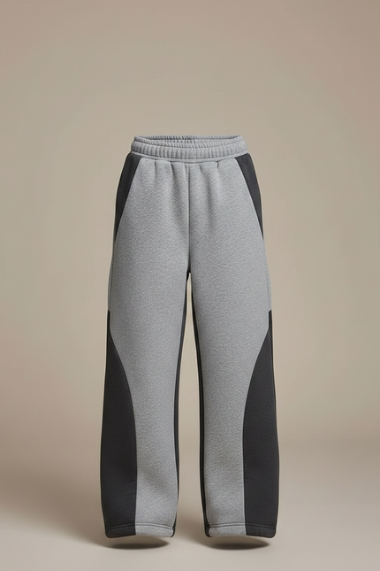 Pantalon Gris Ample Bicolore Molleton Doux - vue 3