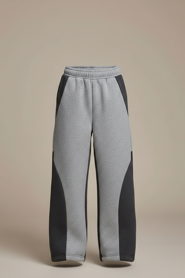 Pantalon Gris Ample Bicolore Molleton Doux - vue 3