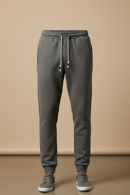 Pantalon Gris Jogging Cordon Décontracté Homme Molletonné - vue 3