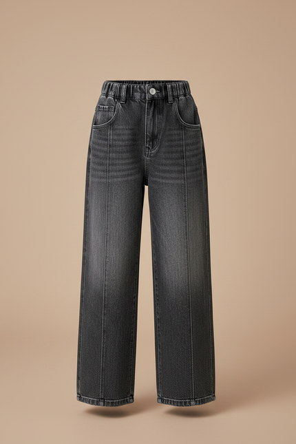 Pantalon Gris Denim Ample Large Décontracté Fille - Jean - vue 3