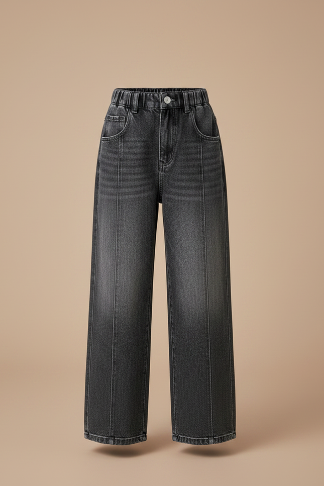 Pantalon Gris Denim Ample Large Décontracté Fille - Jean - vue 3