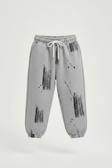 Pantalon Gris Molletonné Imprimé Graffiti Enfant - vue 3