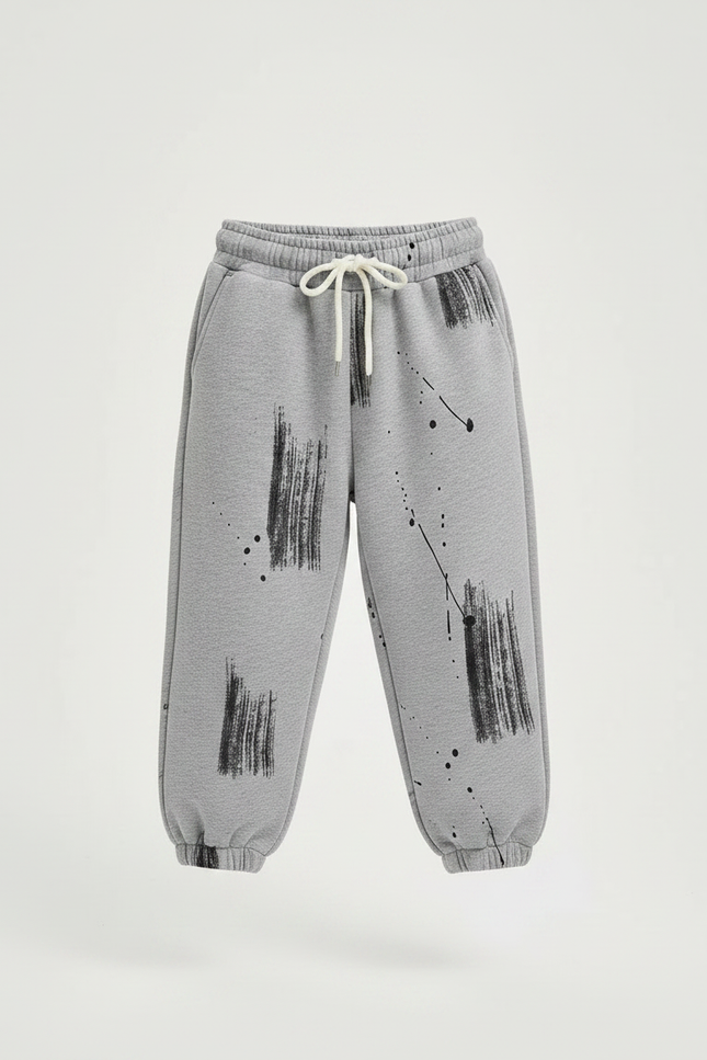 Pantalon Gris Molletonné Imprimé Graffiti Enfant - vue 3