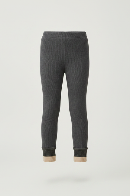 Pantalon Gris Côtelé Doublé Chaud Fille - Maille - vue 3