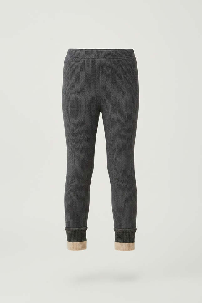 Pantalon Gris Côtelé Doublé Chaud Fille - Maille - vue 3