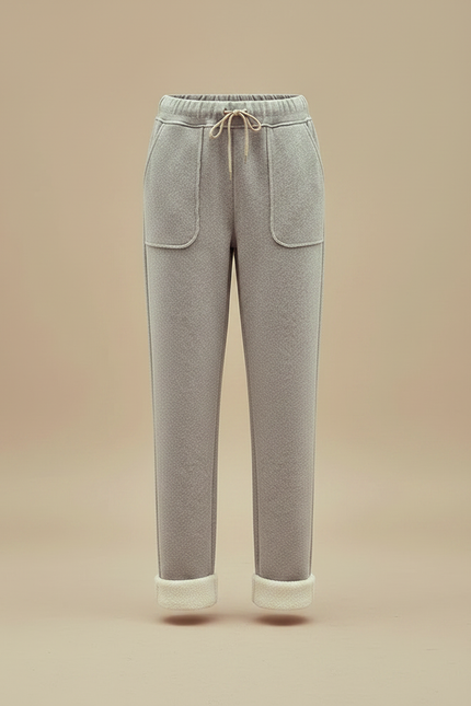 Pantalon Gris Molletonné Doublé Chaud Décontracté Femme - vue 3