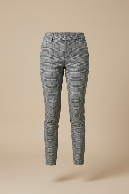 Pantalon Gris À Carreaux Slim Élégant Femme - Laine - vue 3