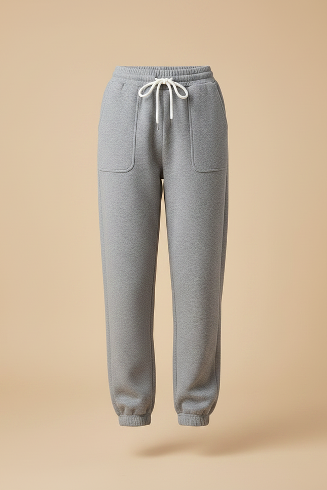 Pantalon Gris Molletonné Ample Confortable Décontracté Femme - vue 3