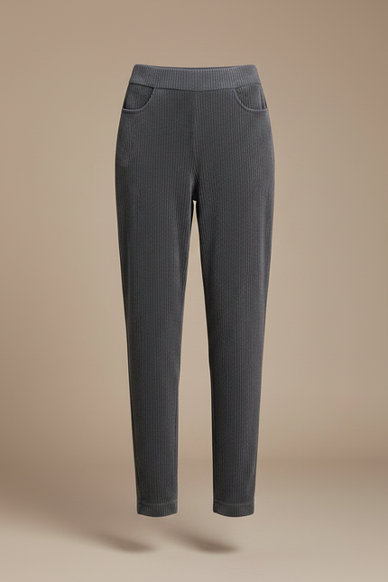 Pantalon Carotte Gris - Cordé - vue 3