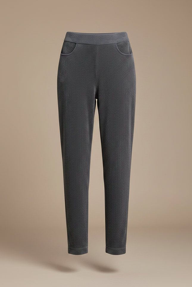 Pantalon Carotte Gris - Cordé - vue 3