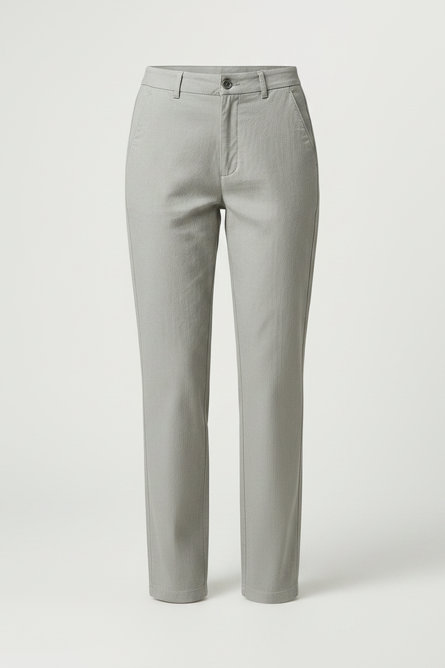Pantalon Gris Droit Coton Décontracté Femme Léger - vue 3