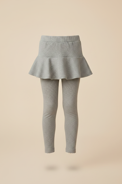 Pantalon Gris Legging Jupe Volantée Confortable Fille - Maille - vue 3