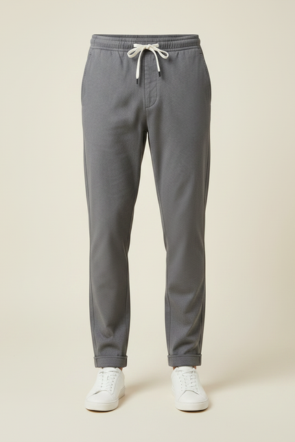 Pantalon Gris Droit Cordon Décontracté Homme - Polyester - vue 3