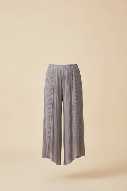 Pantalon Gris Plissé Large Élastique Décontracté Fille - Maille - vue 3
